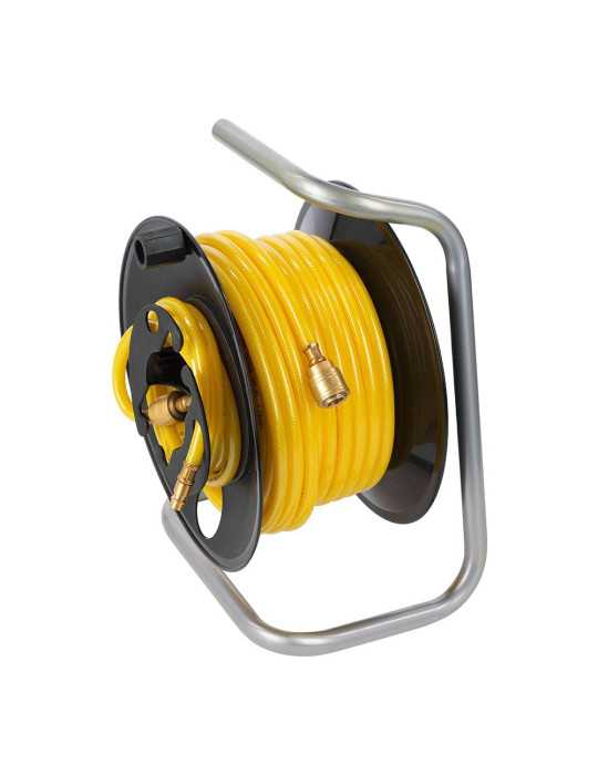 Enrollador Portátil con Manguera PVC para Aire, 20 m POWERPLUS