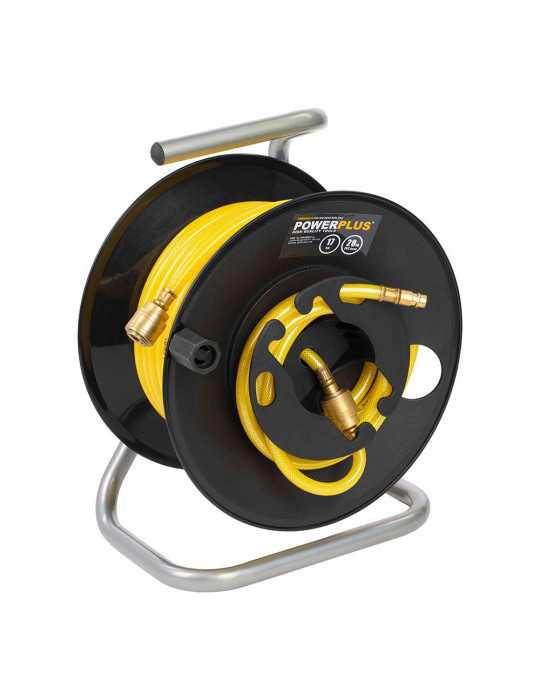 Enrollador Portátil con Manguera PVC para Aire, 20 m POWERPLUS
