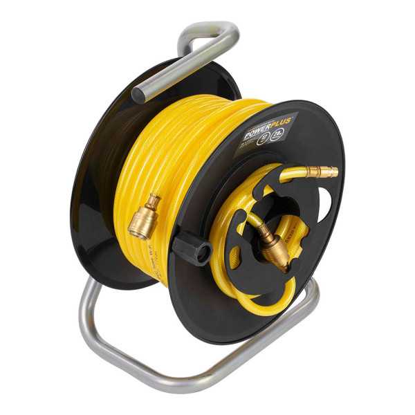Enrollador Portátil con Manguera PVC para Aire, 20 m POWERPLUS
