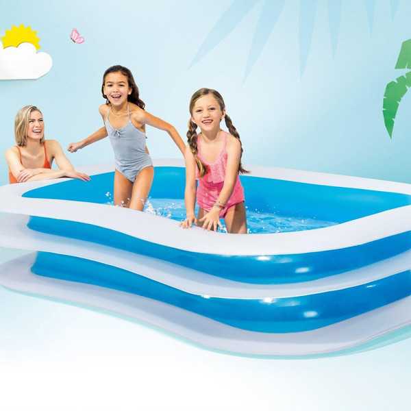 Piscina Hinchable Rectangular PVC con 2 Cámaras de Aire, Depuradora No Incluida, 262 x 175 x 56 cm INTEX