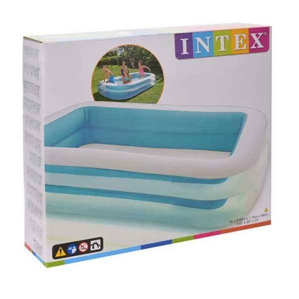 Piscina Hinchable Rectangular PVC con 2 Cámaras de Aire, Depuradora No Incluida, 262 x 175 x 56 cm INTEX