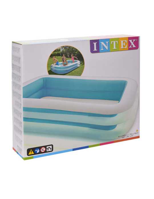 Piscina Hinchable Rectangular PVC con 2 Cámaras de Aire, Depuradora No Incluida, 262 x 175 x 56 cm INTEX