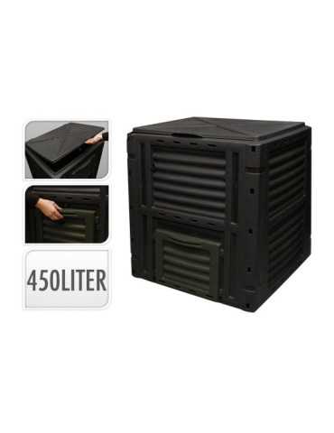 Caja de Compostaje Color Negro 450 L 80 x 80 x 81 cm