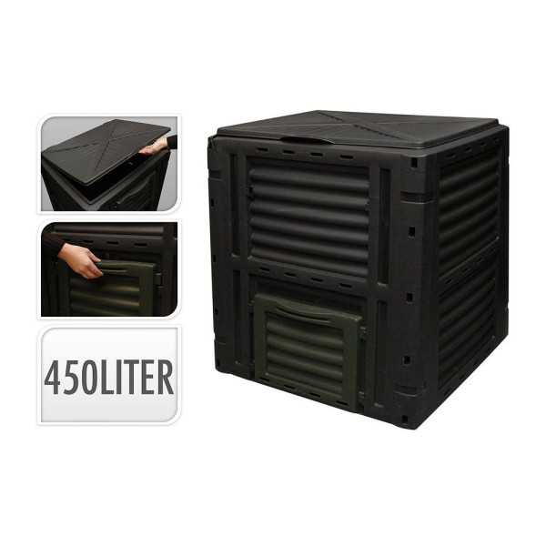 Caja de Compostaje Color Negro 450 L 80 x 80 x 81 cm