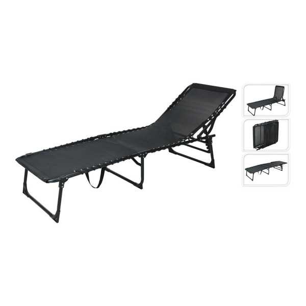 Tumbona Plegable Metálica Color Negro 190 x 56 x 86 cm REDCLIFFS