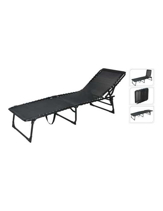 Tumbona Plegable Metálica Color Negro 190 x 56 x 86 cm REDCLIFFS