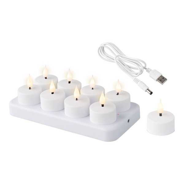 Vela LED Recargable de Plástico para Interior, 8 uds LUMINEO