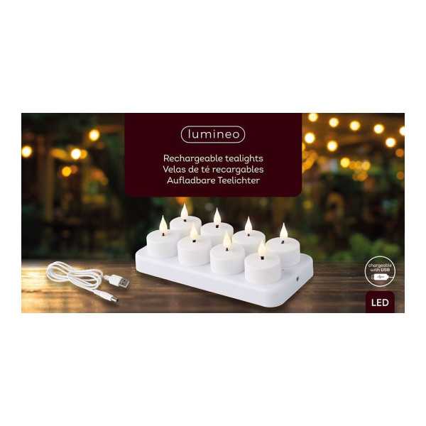 Vela LED Recargable de Plástico para Interior, 8 uds LUMINEO