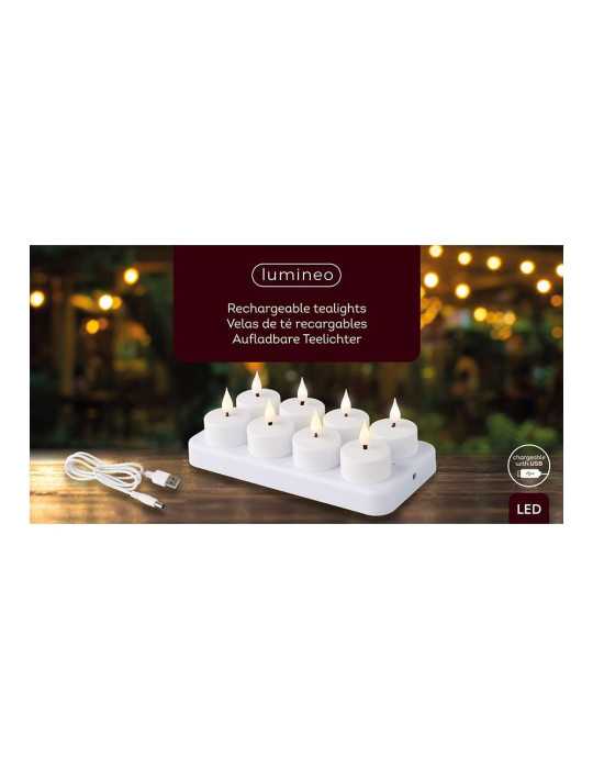 Vela LED Recargable de Plástico para Interior, 8 uds LUMINEO