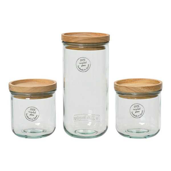 Tarros de Almacenamiento de Cristal Reciclado, 3 uds