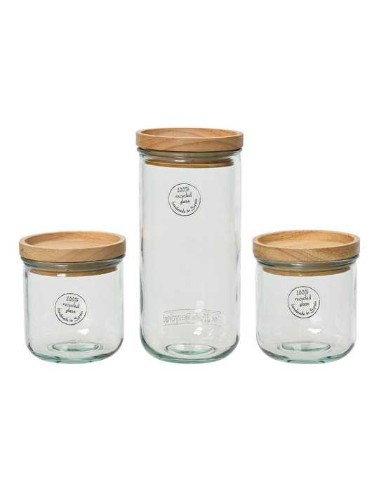 Tarros de Almacenamiento de Cristal Reciclado, 3 uds