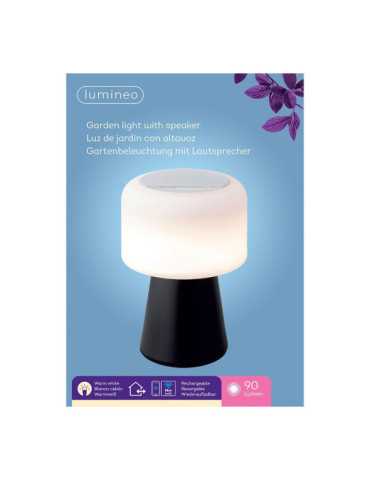 Lámpara LED con Altavoz Bluetooth Recargable para Exterior y Interior Color Negro 22,5 cm LUMINEO 2