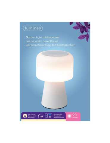 Lámpara LED con Altavoz Bluetooth Recargable para Exterior y Interior Color Blanco 22,5 cm LUMINEO 2