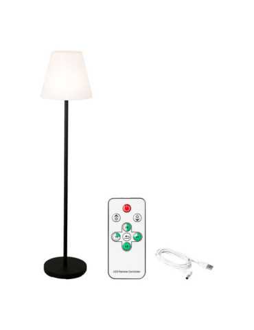 Lámpara de Pie para Exterior y Interior Recargable con Mando A Distancia Color Blanco y Negro 150 cm LUMINEO