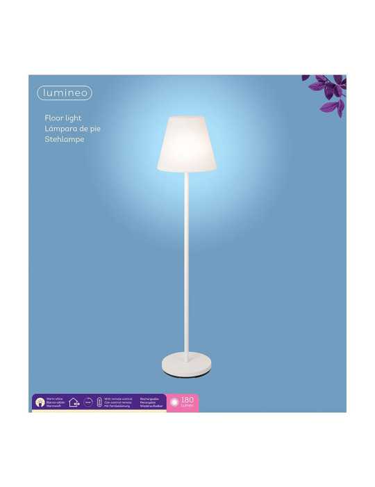 Lámpara de Pie para Exterior y Interior Recargable con Mando A Distancia Color Blanco 150 cm LUMINEO