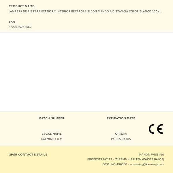 Lámpara de Pie para Exterior y Interior Recargable con Mando A Distancia Color Blanco 150 cm LUMINEO