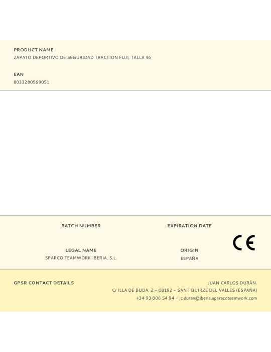 Zapato Deportivo de Seguridad Traction Fuji, Talla 46 SPARCO