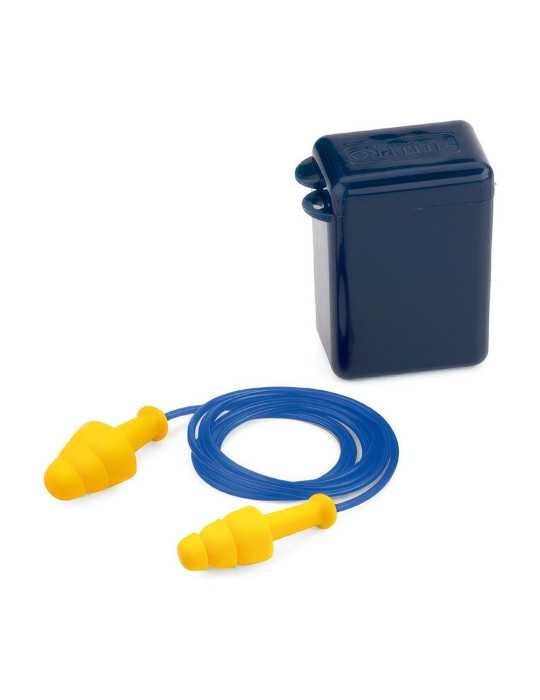 Tapones Auditivos Fit Basic Reutilizables de TPR con Cordón, Caja 100 uds STEELPRO