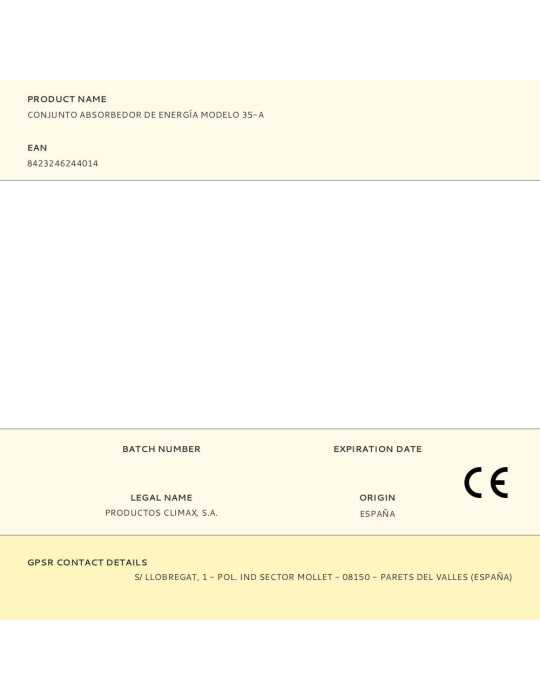 Conjunto Absorbedor de Energía Modelo 35-A CLIMAX
