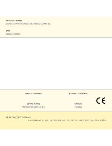 Dispositivo Anticaídas Retráctil con Absorbedor de Energía Incluido, 2,5 CLIMAX 2