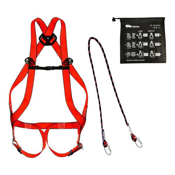 Kit Arnés Anticaídas 10 Basic Plus, 2 Puntos de Anclaje, Cuerda Ø11 mm, Conector MOD30 CLIMAX