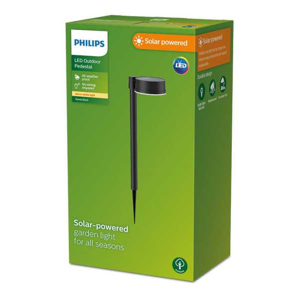 Estaca Solar Redondo, IP 44 1,5W, 200Im 2700K, Luz Cálida, Medidas: 11,2 x 14,2 x 54 cm PHILIPS