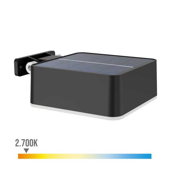 Aplique Solar Cuadrado, IP 44 1,5W, 200Im 2700K, Luz Cálida, Medidas: 10,5x4,6x13,6cm. PHILIPS