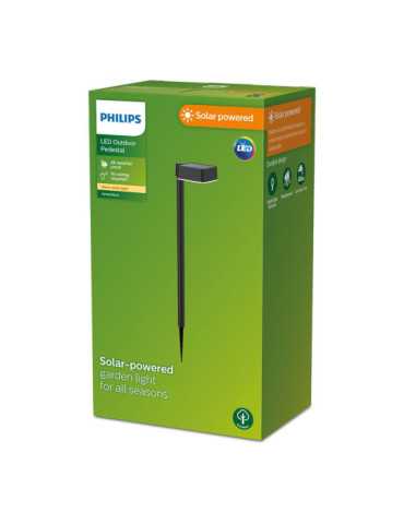 Estaca Solar Cuadrado, IP 44 1,5W, 200Im 2700K, Luz Cálida, Medidas: 10,5 x 13,5 x 54cm PHILIPS 2