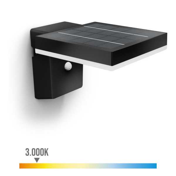 Aplique Solar Mural Cuadrado ULTRAEFICIENTE,IP44 1,3W, 250Im 3000K, Luz Cálida PHILIPS