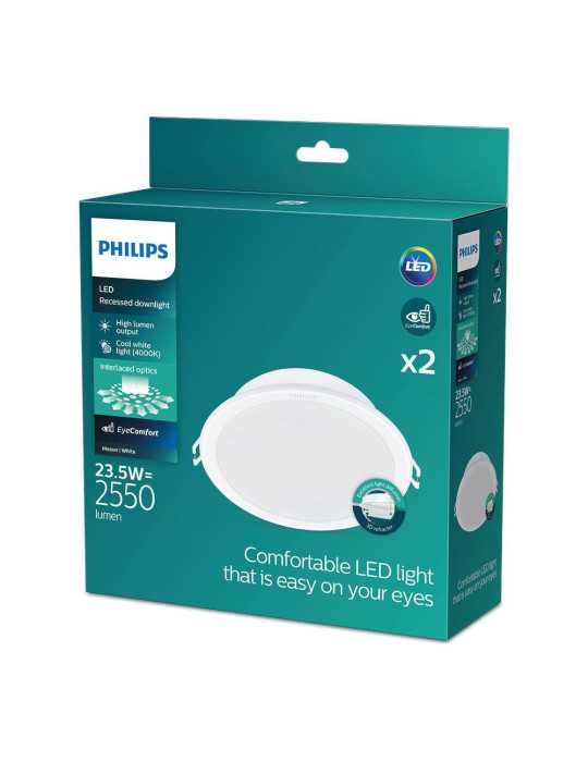 Downlight LED Empotrable Modelo Meson Color Blanco 23,5 W 4000 K 2550 Im Ø21,5 cm, Pack 2 unidades PHILIPS