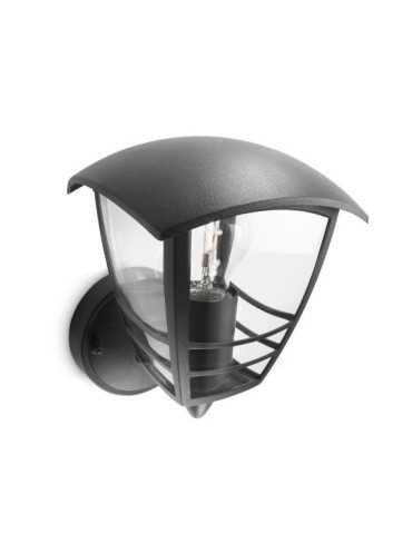 Aplique Exterior Creek E27 60 w sin Bombilla, Color Negro, Luz Hacia Arriba PHILIPS