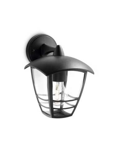 Aplique Exterior Creek E27 60 w sin Bombilla, Color Negro, Luz Hacia Abajo PHILIPS