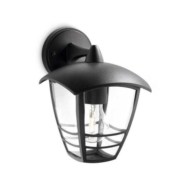 Aplique Exterior Creek E27 60 w sin Bombilla, Color Negro, Luz Hacia Abajo PHILIPS