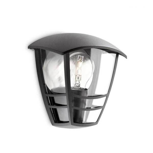Aplique Exterior Creek E27 60 w sin Bombilla, Color Negro, Mural PHILIPS
