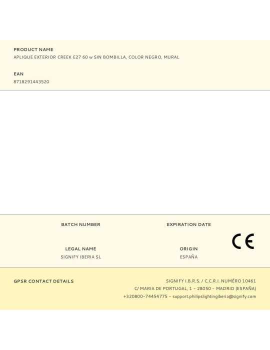 Aplique Exterior Creek E27 60 w sin Bombilla, Color Negro, Mural PHILIPS