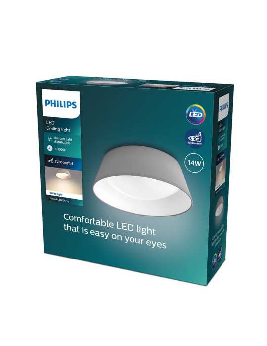 Plafón Interior LED 14 W 1.100 lm 3.000 K Gris Mod. Dawn, Ø34 cm PHILIPS
