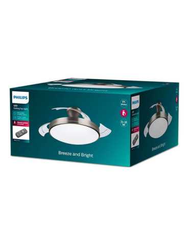 Ventilador de Techo de LED Modelo Atlas. Color Nikel. Potencia: 28 + 35 W Aspas: Ø 106 cm con Mando A Distancia PHILIPS 2