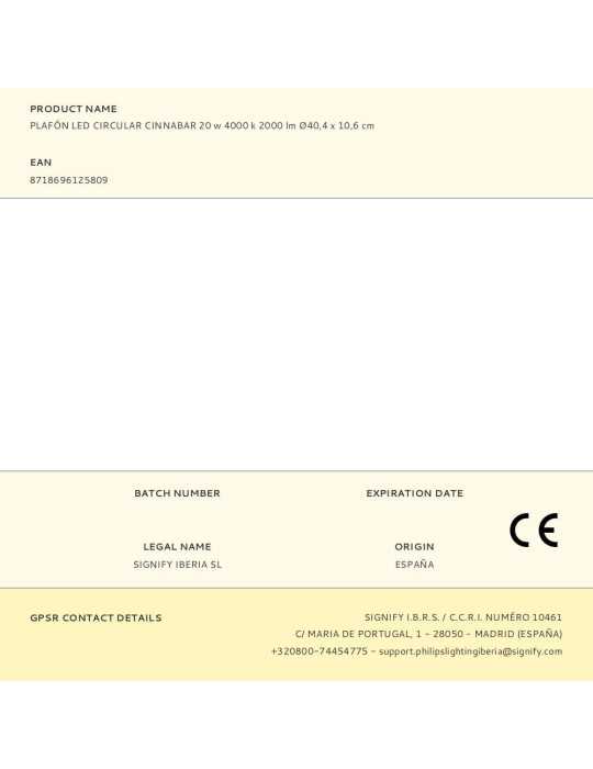 Plafón LED Circular Cinnabar 20 W 4000 k 2000 lm Ø40,4 x 10,6 cm PHILIPS