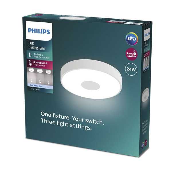 Plafón LED Circular con Regulación de Intensidad Coiner 24 W 4000 k 2800 lm Ø 38,9 x 8 cm PHILIPS