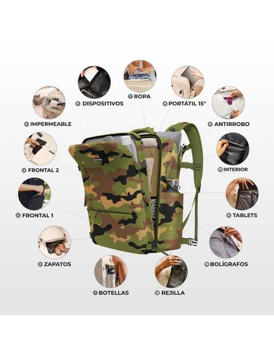 Mochila de 20 l Explorer Backpack B40 40 x 25 x 20 cm. Estampado Camuflaje NUMADA