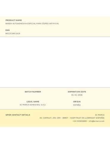 Banda Autoadhesiva Especial para Césped Artificial CEYS 2
