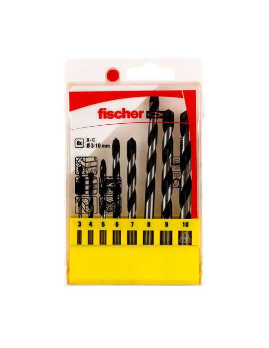 Brocas Percusión, Juego 8 Piezas e Ø3,00 /4,00 / 5,00 / 6,00 / 7,00 / 8,00 / 9,00 / 10,00 mm FISCHER
