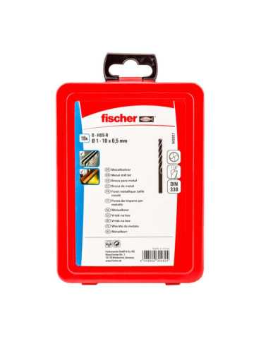 Broca para Metal Hss-R DIN 338, Juego 19 Piezas, Ø1,00 - Ø10,00 mm FISCHER