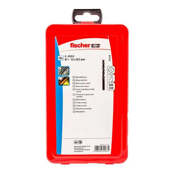 Broca para Metal Hss-R DIN 338, Juego 25 Piezas, Ø1,00 - Ø13,00 mm FISCHER