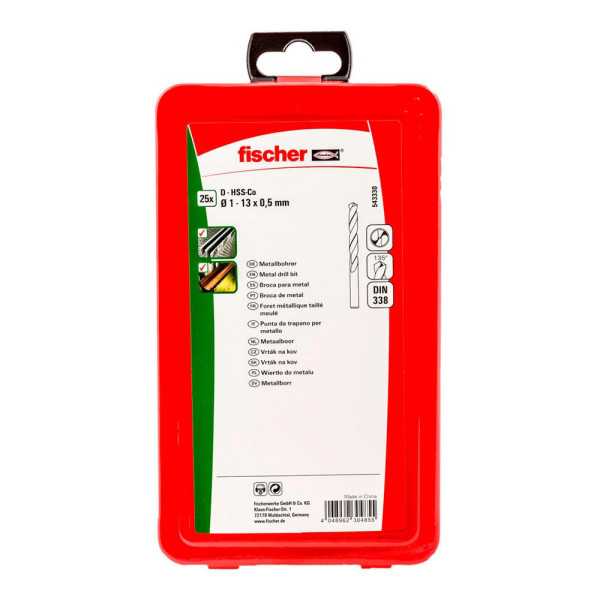 Broca para Metal HSS-Co DIN 338, Juego 25 Piezas, Ø1,00 - Ø13,00 mm FISCHER