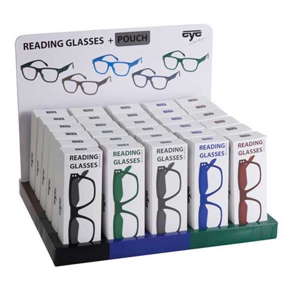 Lote de 30 Unidades Gafas de Lectura con Funda, Modelos Variados. Expositor de 30 uds EYE CATCHER