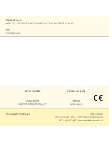 Lote de 30 Unidades Gafas de Lectura con Funda Colores Surtidos BASICS 2