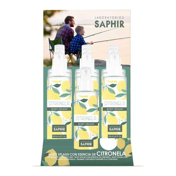 Spray Repelente de Insectos y Mosquitos Citronela Body Splash 200 ml, Expositor 12 uds LABORATORIOS SAPHIR