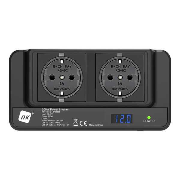 Inversor de Corriente para Coche 200W, 12V A 220V NK