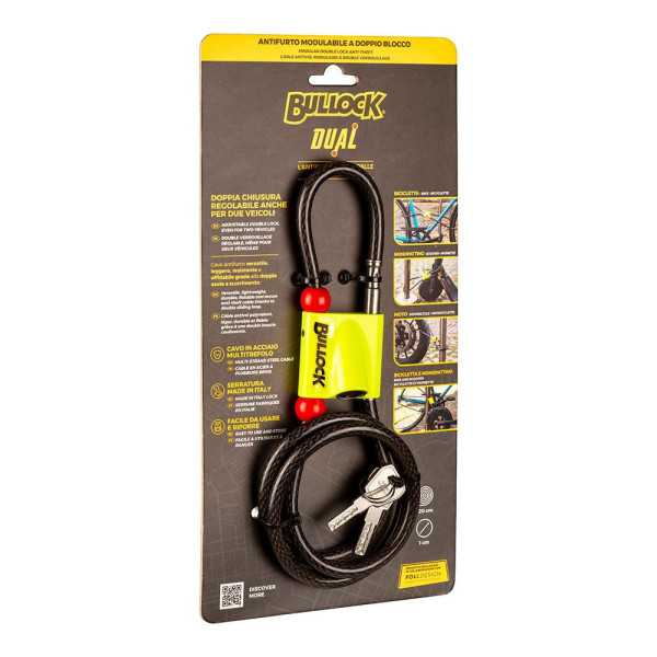 Cable Antirrobo, Modelo Dual, para Bicicletas, Patinetes y Motos BULLOCK